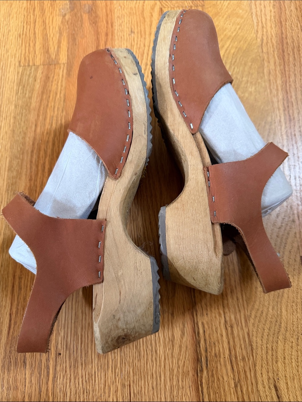 Mia Sofia Swedish Brown Leather Mary Jane Clogs with Buckle 38 - Picture 2 of 7